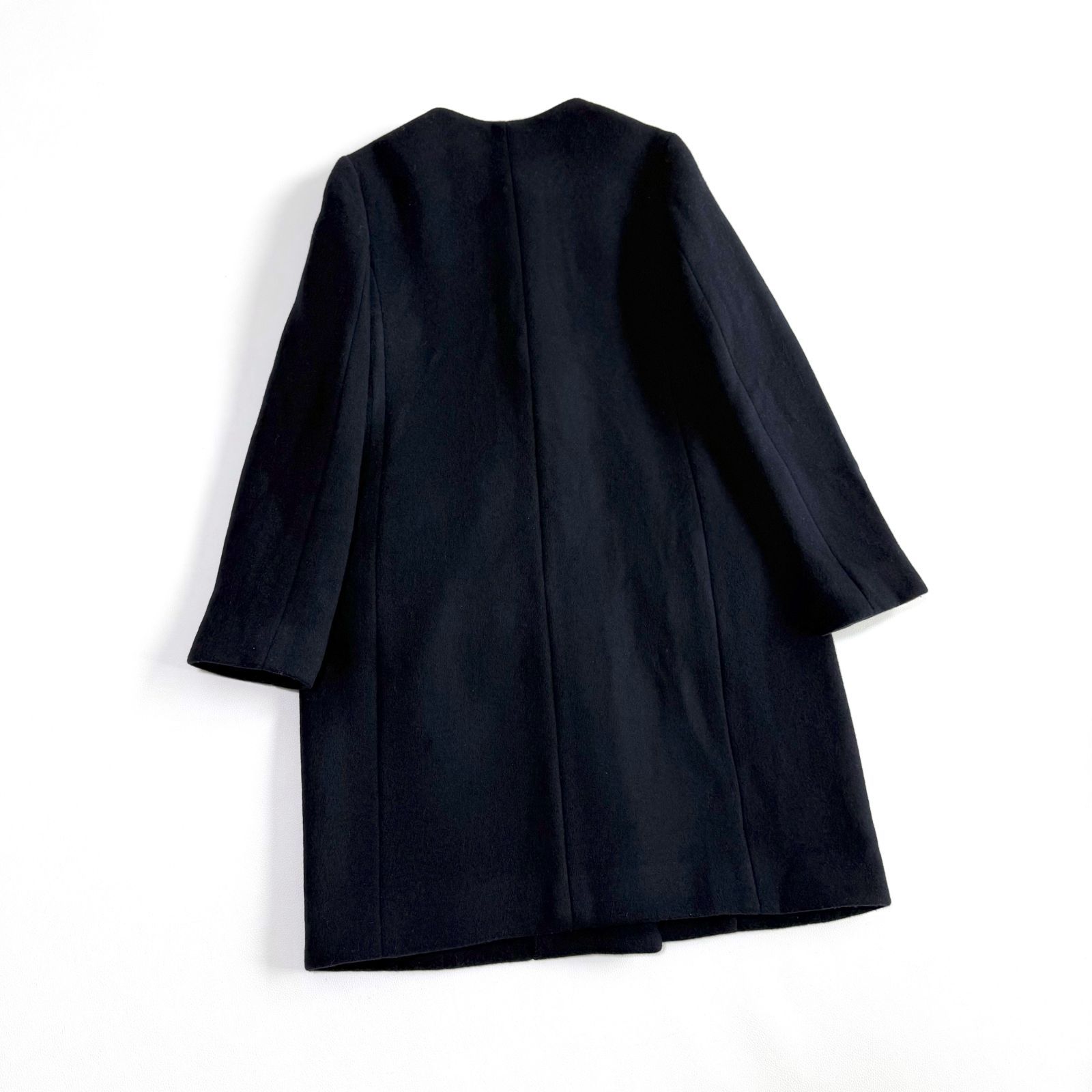 M-PREMIER エムプルミエ ファーポケット コート ネイビー 34P ウール混