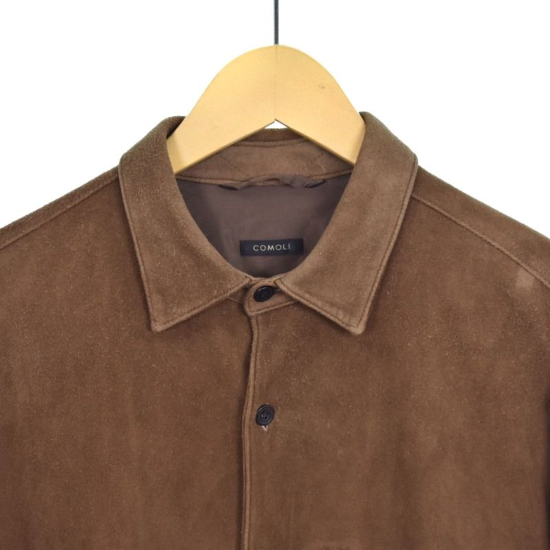コモリ COMOLI 21AW スエードコモリシャツ 長袖 レザー 2 茶 ブラウン