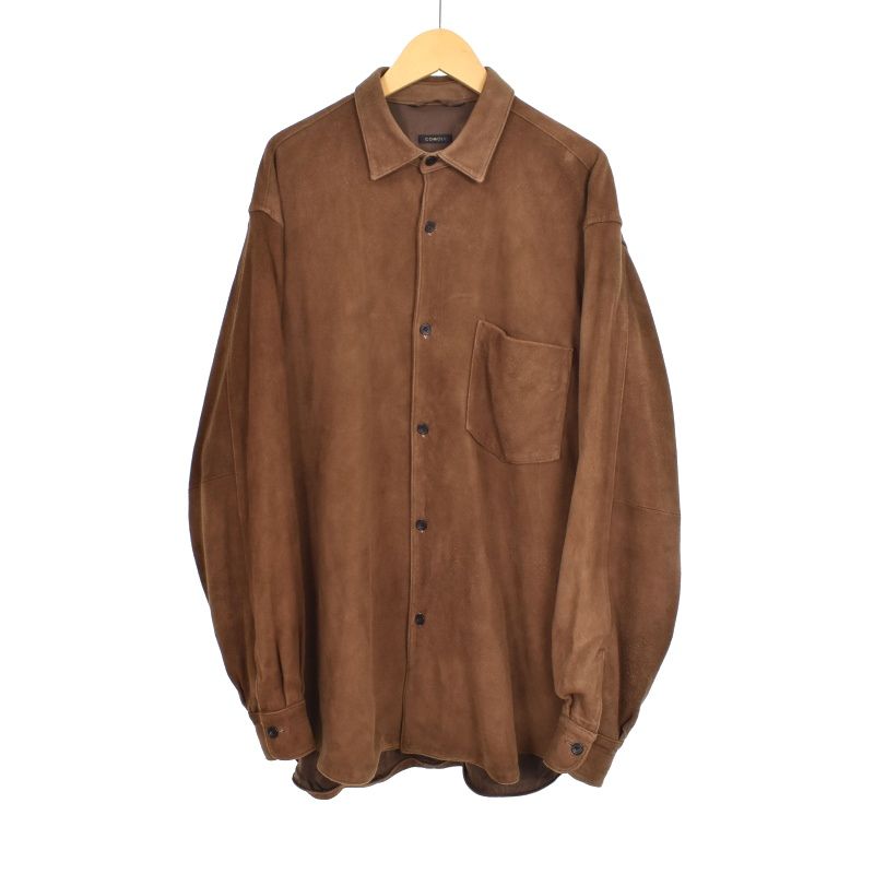 コモリ　COMOLI ブラウン 長袖シャツ コモリ COMOLI 21AW スエードコモリシャツ 長袖 レザー 2 茶 ブラウン