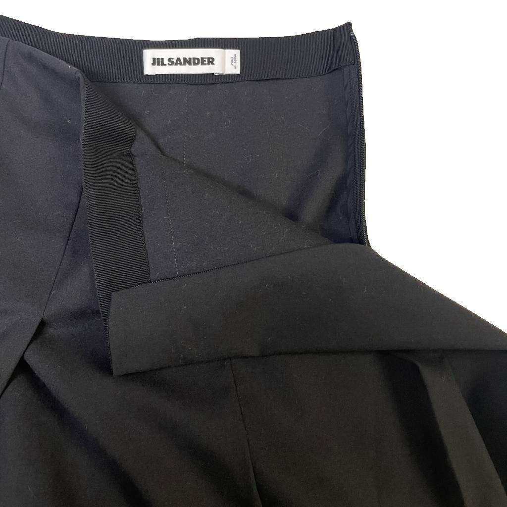 ジルサンダー JIL SANDER ウール タック プリーツ フレアスカート ひざ