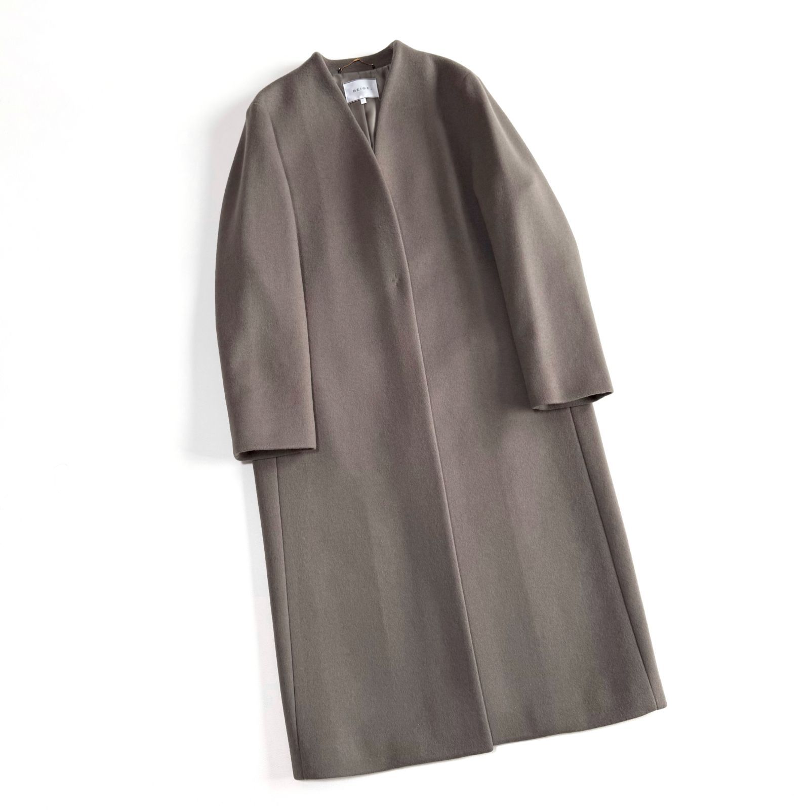 ◇美品◇ BEIGE, ベイジ PASSY ノーカラー ロングコート 4 きれいめ