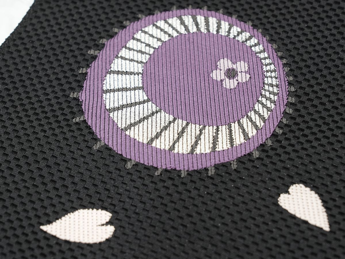 新品未仕立 西陣織 九寸 名古屋帯 歌舞伎 隈取柄 黒地 仕立代込み