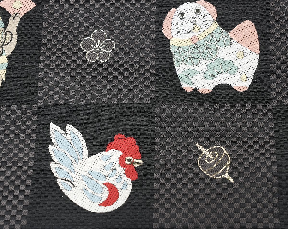 新品未仕立 西陣織 九寸 名古屋帯 十二支 干支 巳年 黒地 仕立代込み