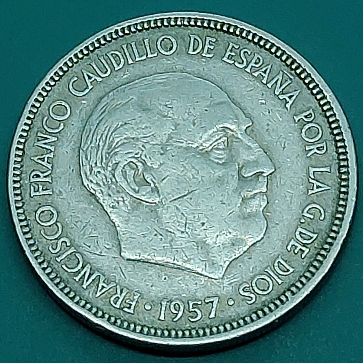 スペイン 5ペセタ硬貨 1957年 フランシスコ・フランコの肖像 海外