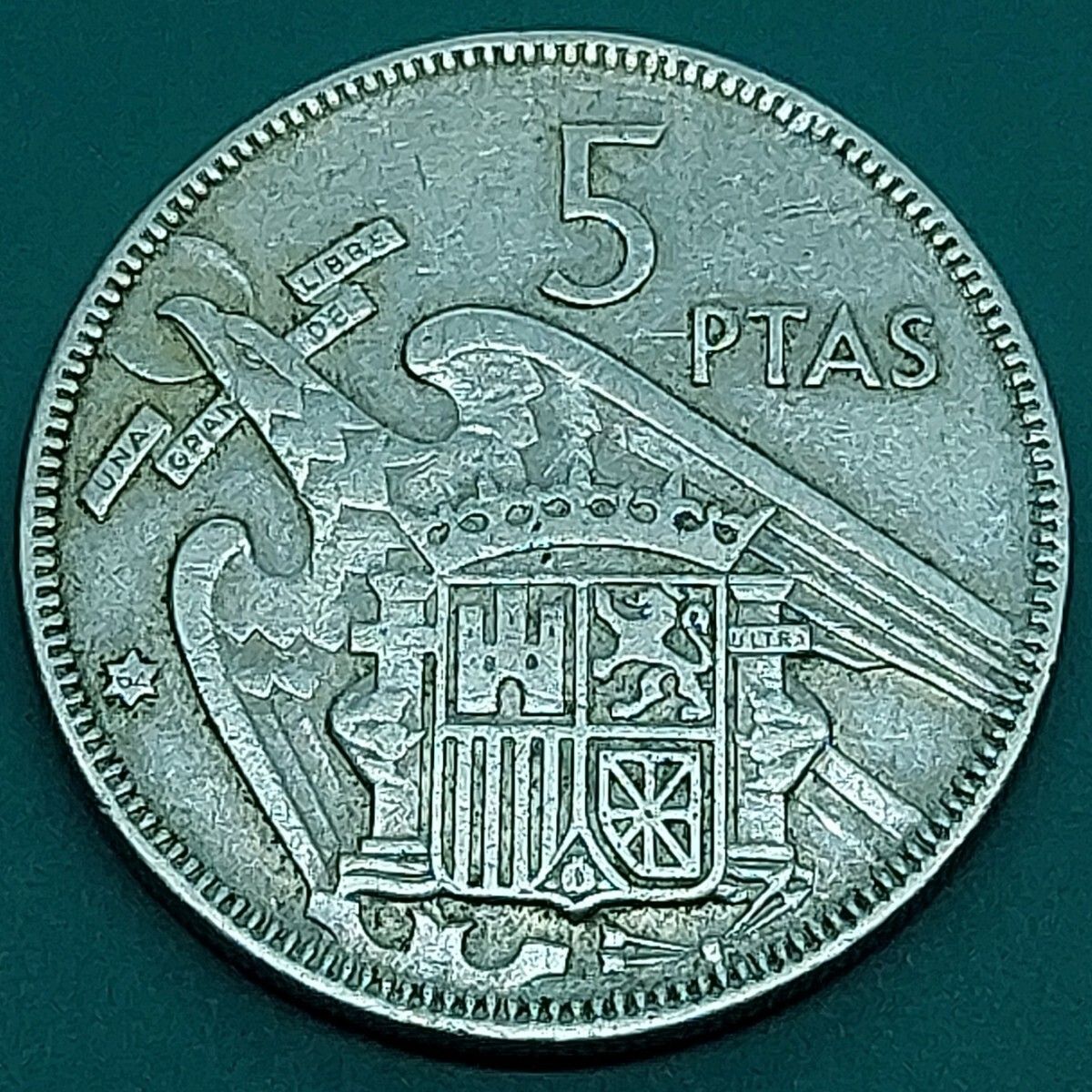 スペイン 5ペセタ硬貨 1957年 フランシスコ・フランコの肖像 海外