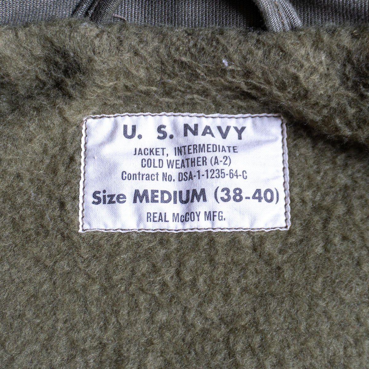 美品/サイズ38-40】THE REAL McCOY'S 【US NAVY A-2 DECK JACKET】M