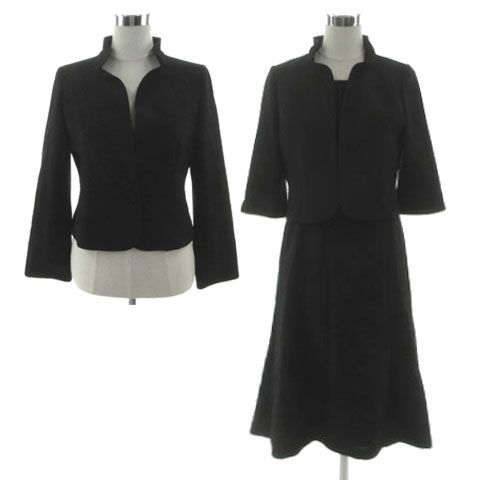 ユキトリイ YUKI TORII ブラックフォーマル ワンピーススーツ 立襟りジャケット 立襟りワンピース レイヤード風 七分袖 ミディ丈 ブラック 黒 9