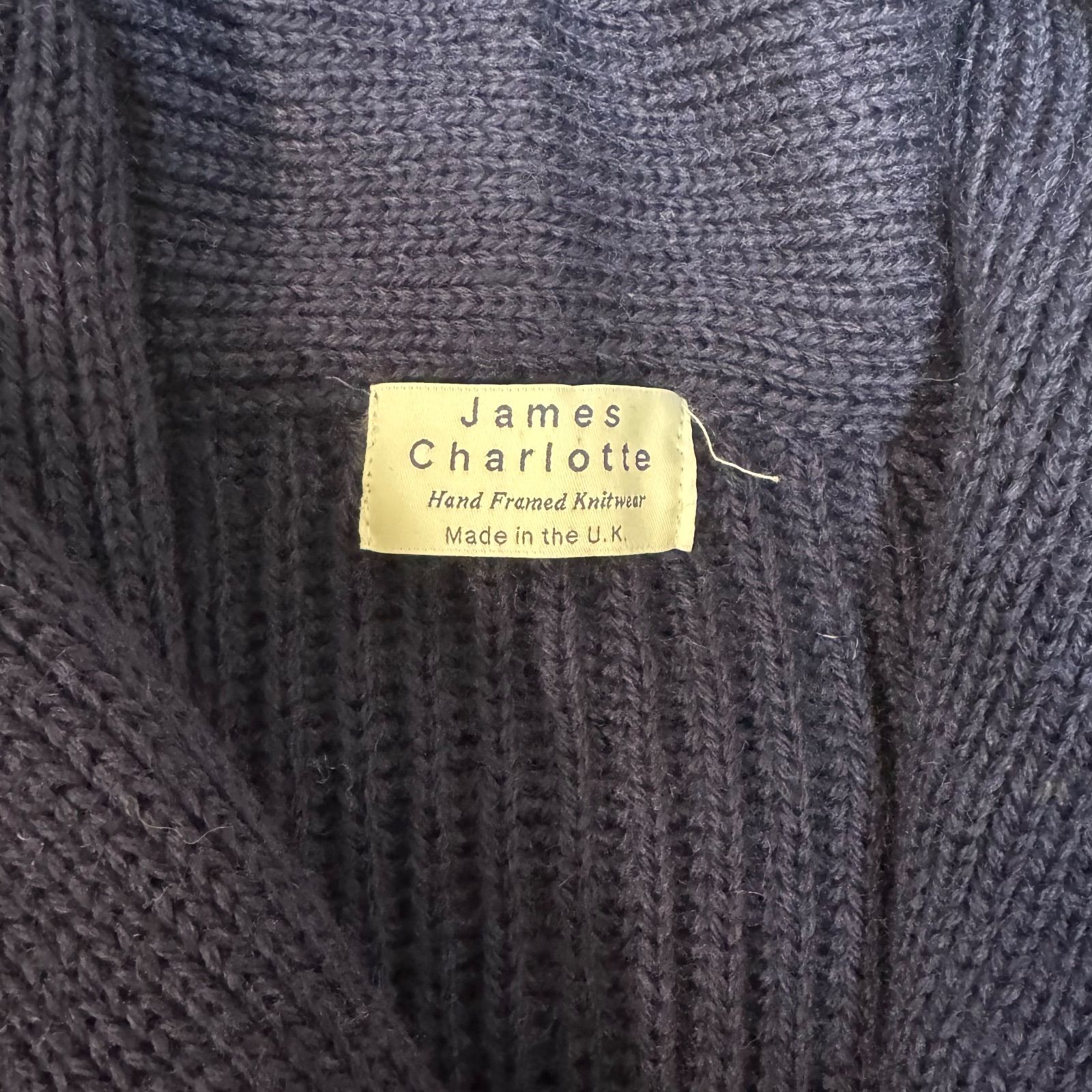 英国製 James Charlotte 肉厚ニット ショールカーディガン 英国製 James Charlotte 肉厚ニット ショールカーディガン ネイビー