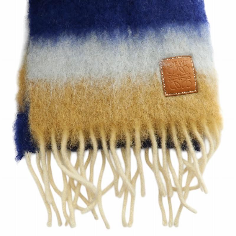 ロエベ LOEWE STRIPE MOH ストライプ モヘア ウール マフラー ストール