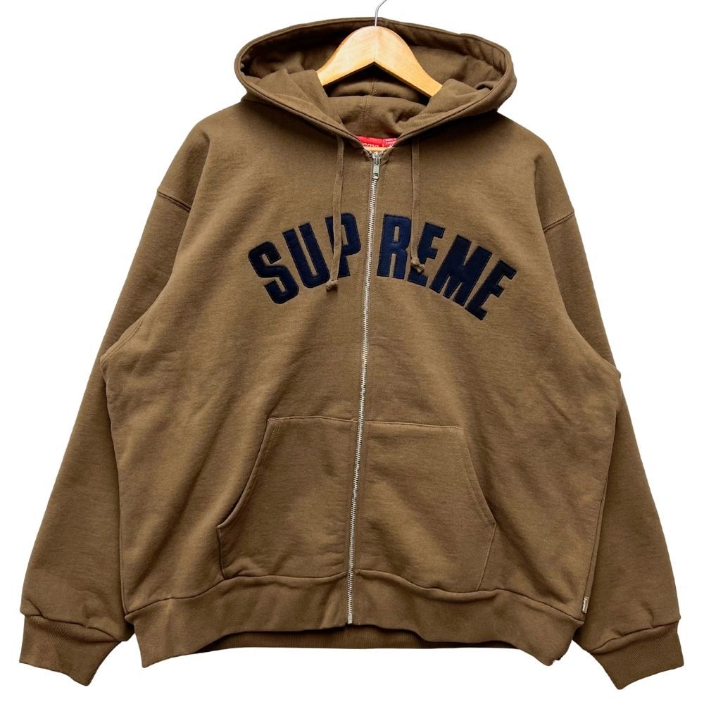 supremeシュプリーム アーチロゴジップパーカー茶XL SUPREME シュプリーム 25AW Arc Thermal Lined Zip Up Hooded