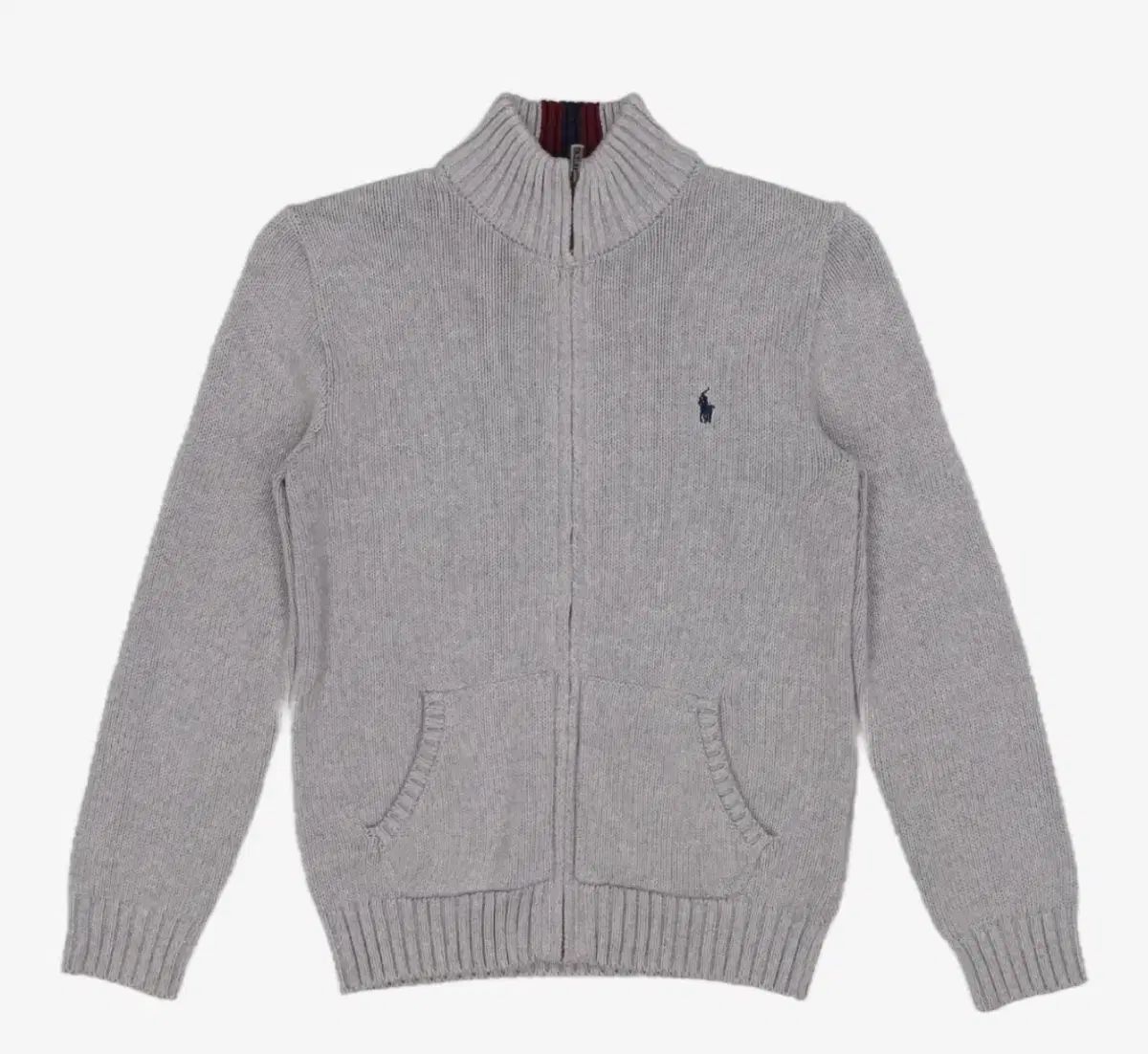 ポロ ラルフローレン ニット ジップアップ カーディガン グレー - メルカリ