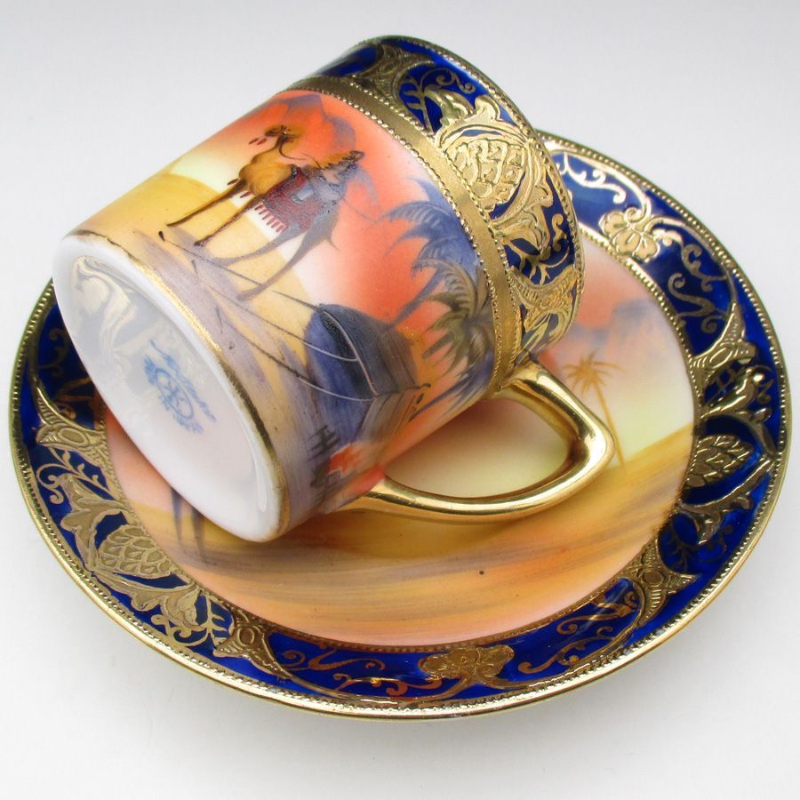 極上！オールドノリタケ 湖水風景文 カップ＆ソーサー 白鳥 トリオ