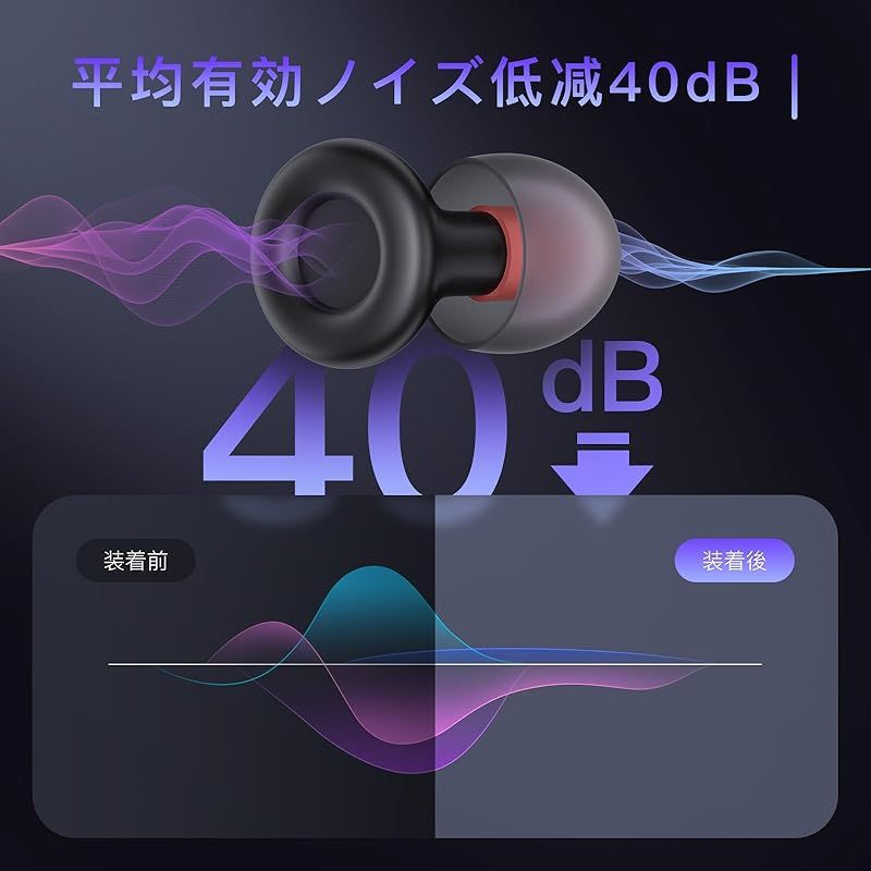 耳栓 睡眠用 遮音 ノイズ低減 40dB 快眠 安眠グッズ 騒音対策 リラックス 迅速発送】耳栓 睡眠用 2ペア【睡眠の専門家が推奨】遮音 快眠 安眠