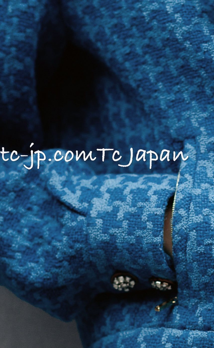 シャネル ジャケット CHANEL ブルー ライダース ウール ツイード 秋冬