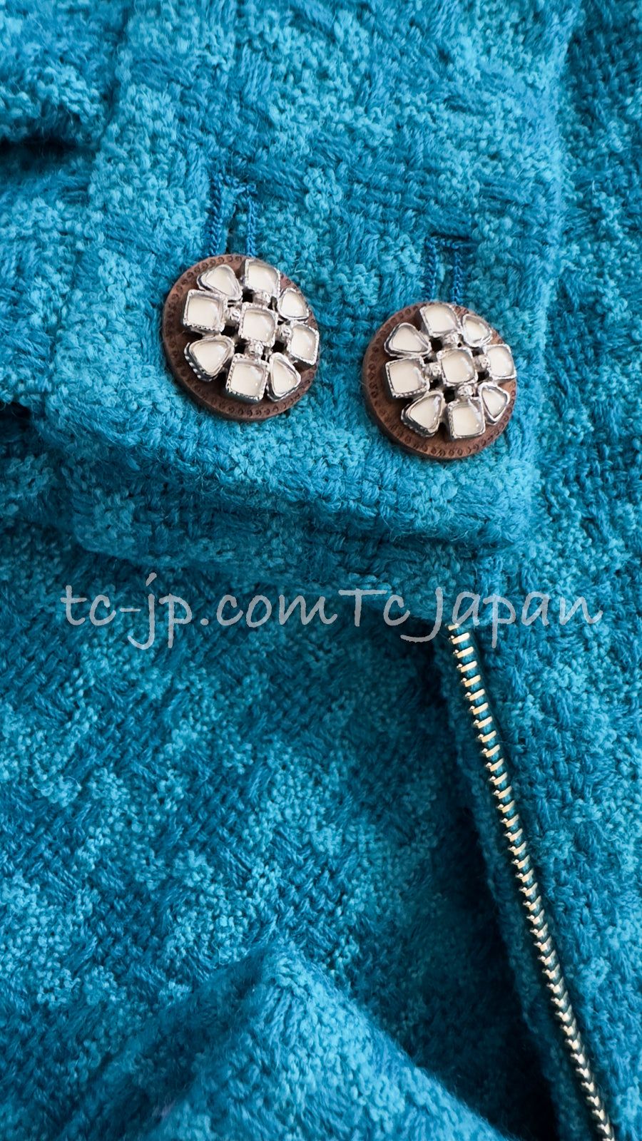 シャネル ジャケット CHANEL ブルー ライダース ウール ツイード 秋冬