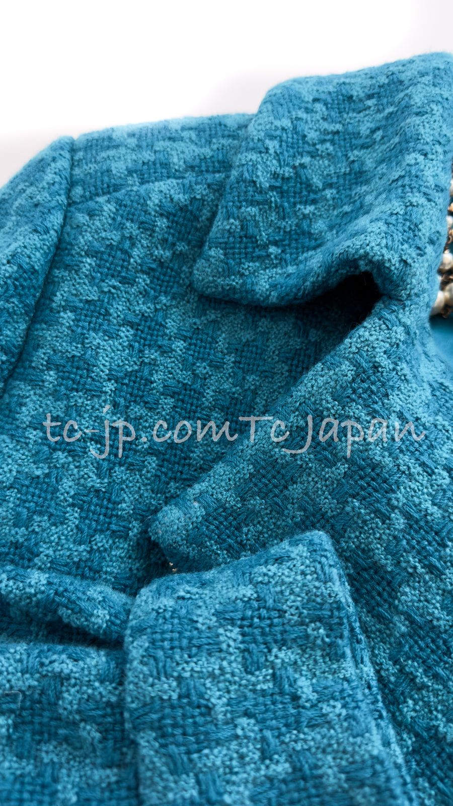 シャネル ジャケット CHANEL ブルー ライダース ウール ツイード 秋冬