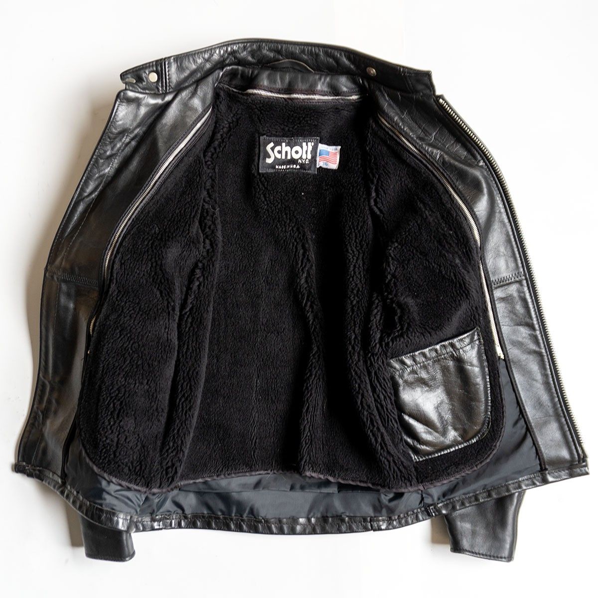 雰囲気抜群】SCHOTT【641/シングルライダースジャケット】36 ボア