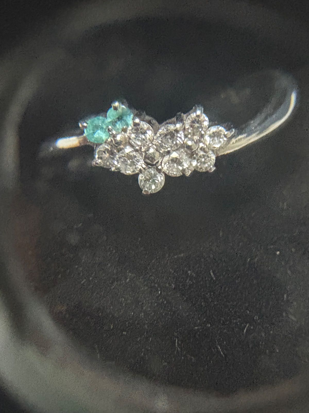 プラチナ✨希少石パライバトルマリン✨ダイヤ0.2ctフラワーリング