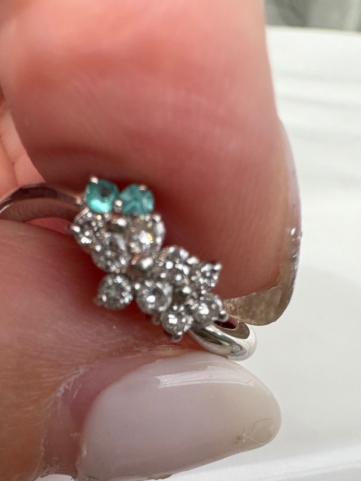 プラチナ✨希少石パライバトルマリン✨ダイヤ0.2ctフラワーリング