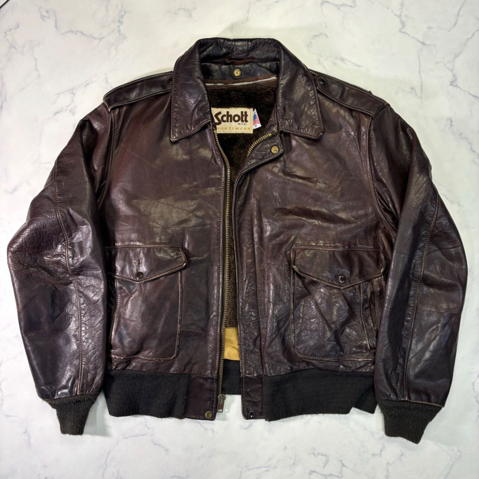 Schott ショット 80s ビンテージ A-2タイプ レザージャケット フライト