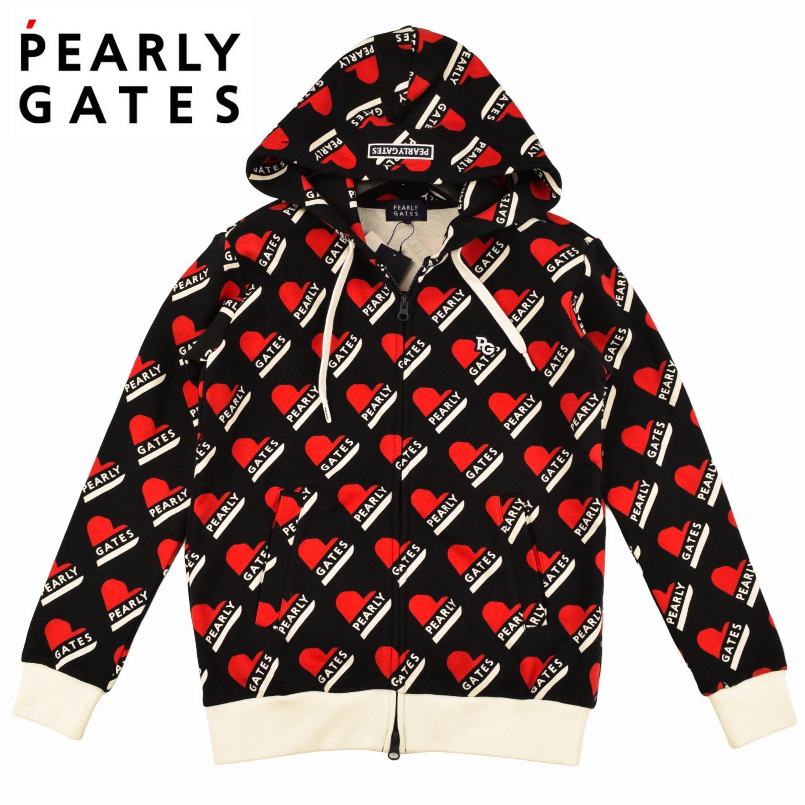 サイズ 1 Ｍ パーリーゲイツ ハート柄 裏毛スウェットパーカー 055 2162314
