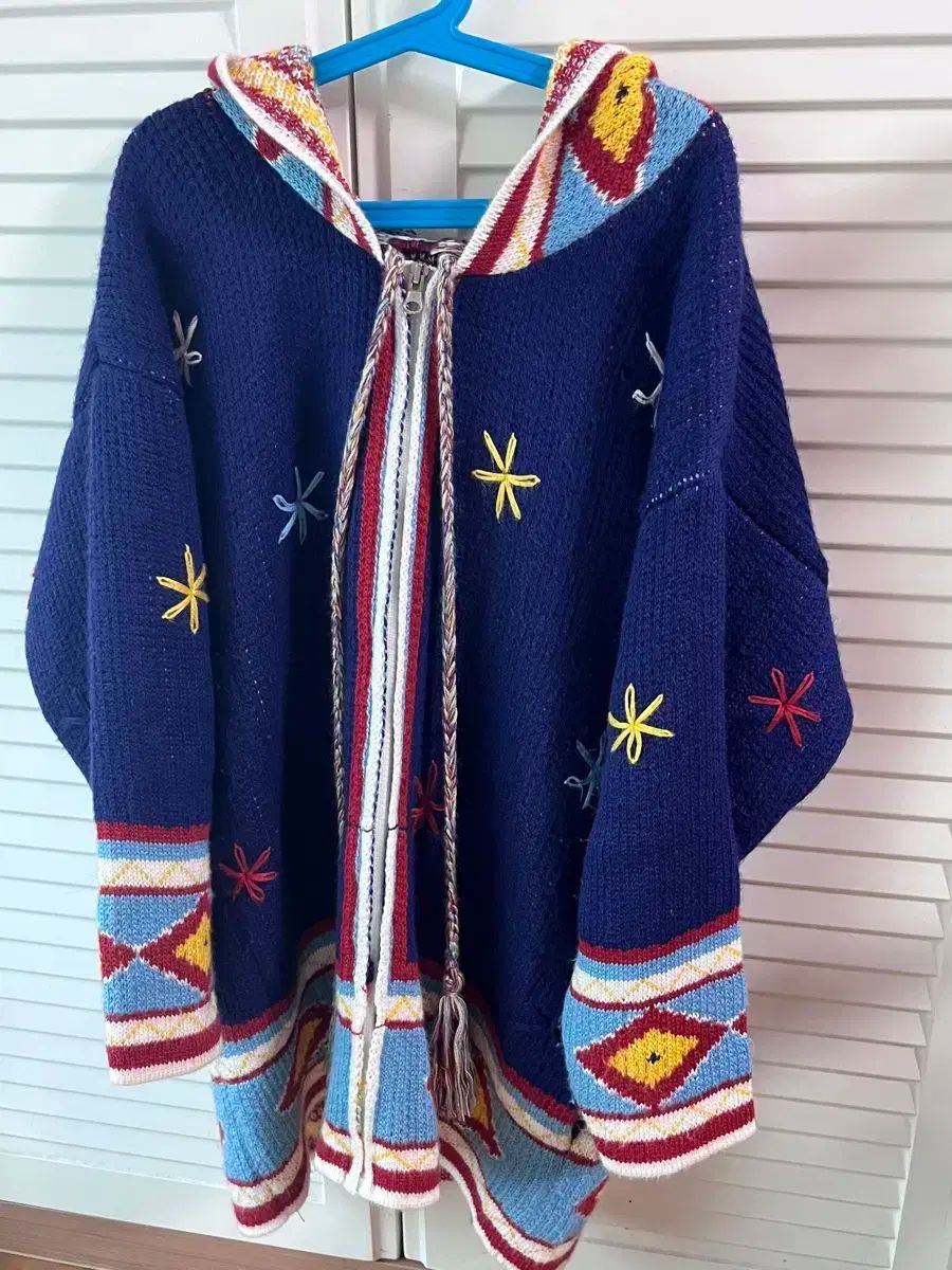 森ガール エスニック ヒッピー ジップアップ フードニット カーディガン ヴィンテージ