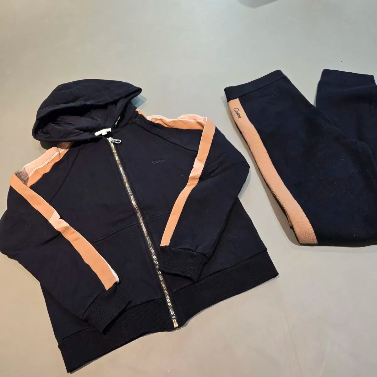 クロエ キッズ トレーニングウェア セット ネイビー ピンク ストライプ 12歳