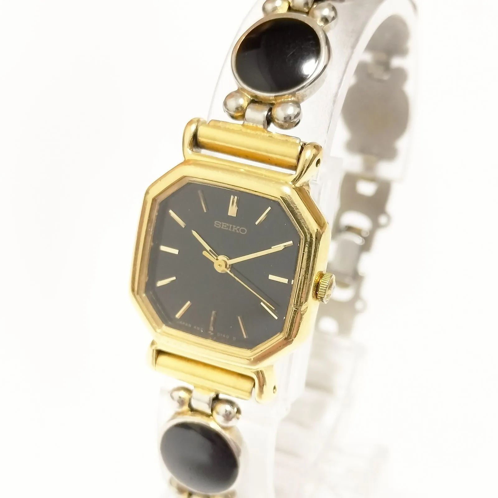 SEIKO 4N21-5022 ブラック×ゴールド 20mm レディース クォーツ 動作