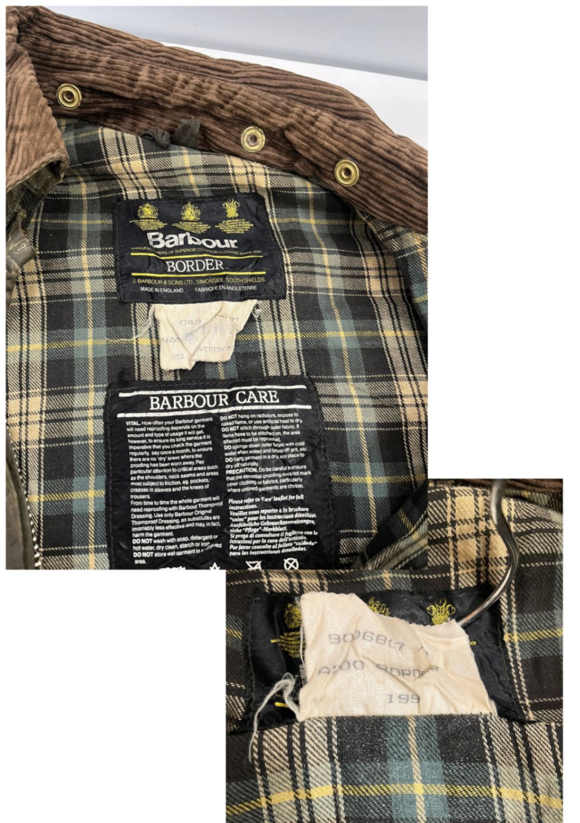 バブアー Barbour 90's 90年代 3ワラント BORDER ボーダー ワックス