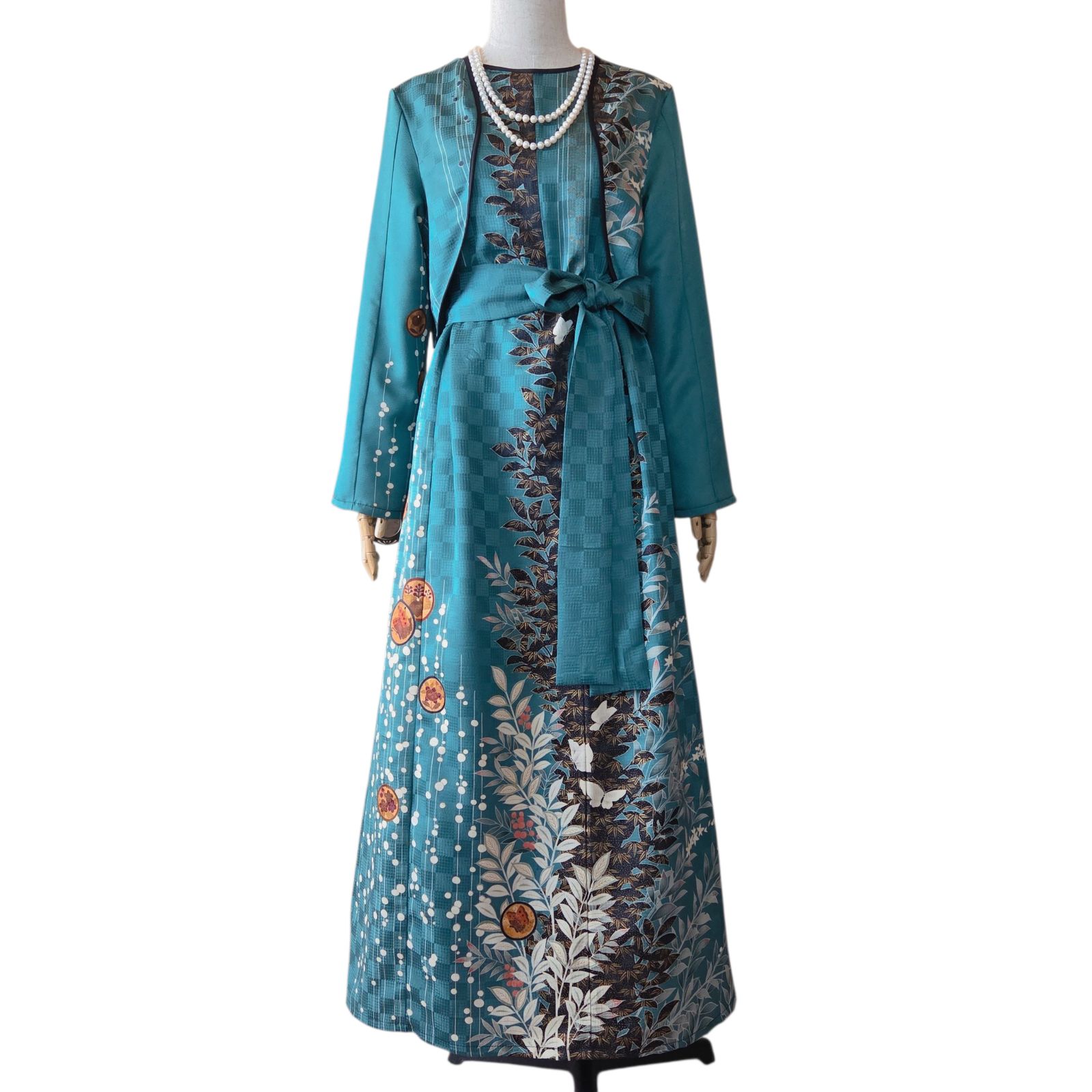 ❦Kaena❦ 着物リメイク ワンピース&ボレロ セットアップ ロング A