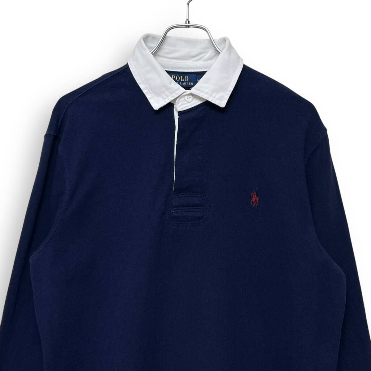 新品タグ付きPolo Ralph Lauren ネイビー長袖シャツ サイズ2 M2583/ 近年タグ POLO RALPH LAUREN ポロ ラルフローレン ラグビー