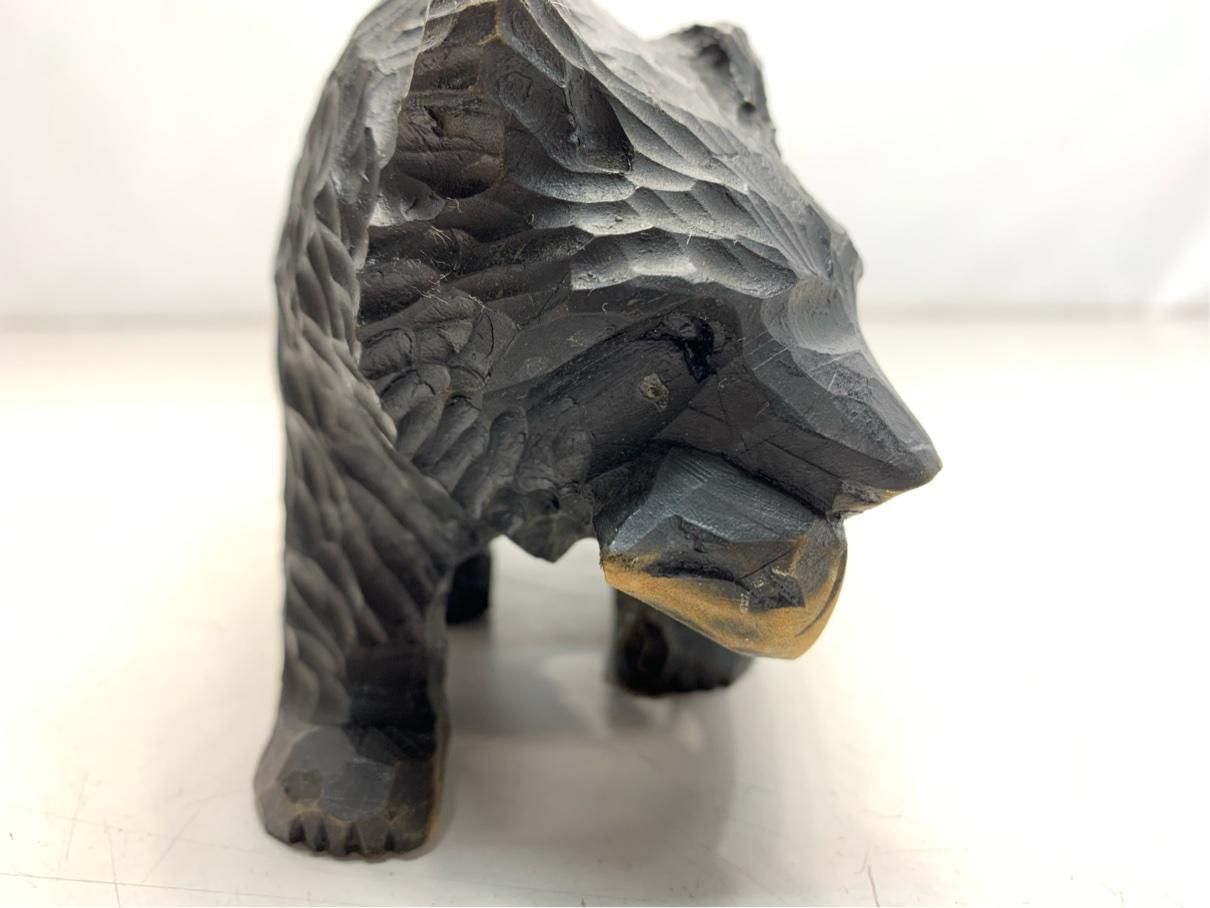 凛々しい顔 置物 木彫 木彫り オブジェ 彫刻 熊 民芸品 北海道 郷土