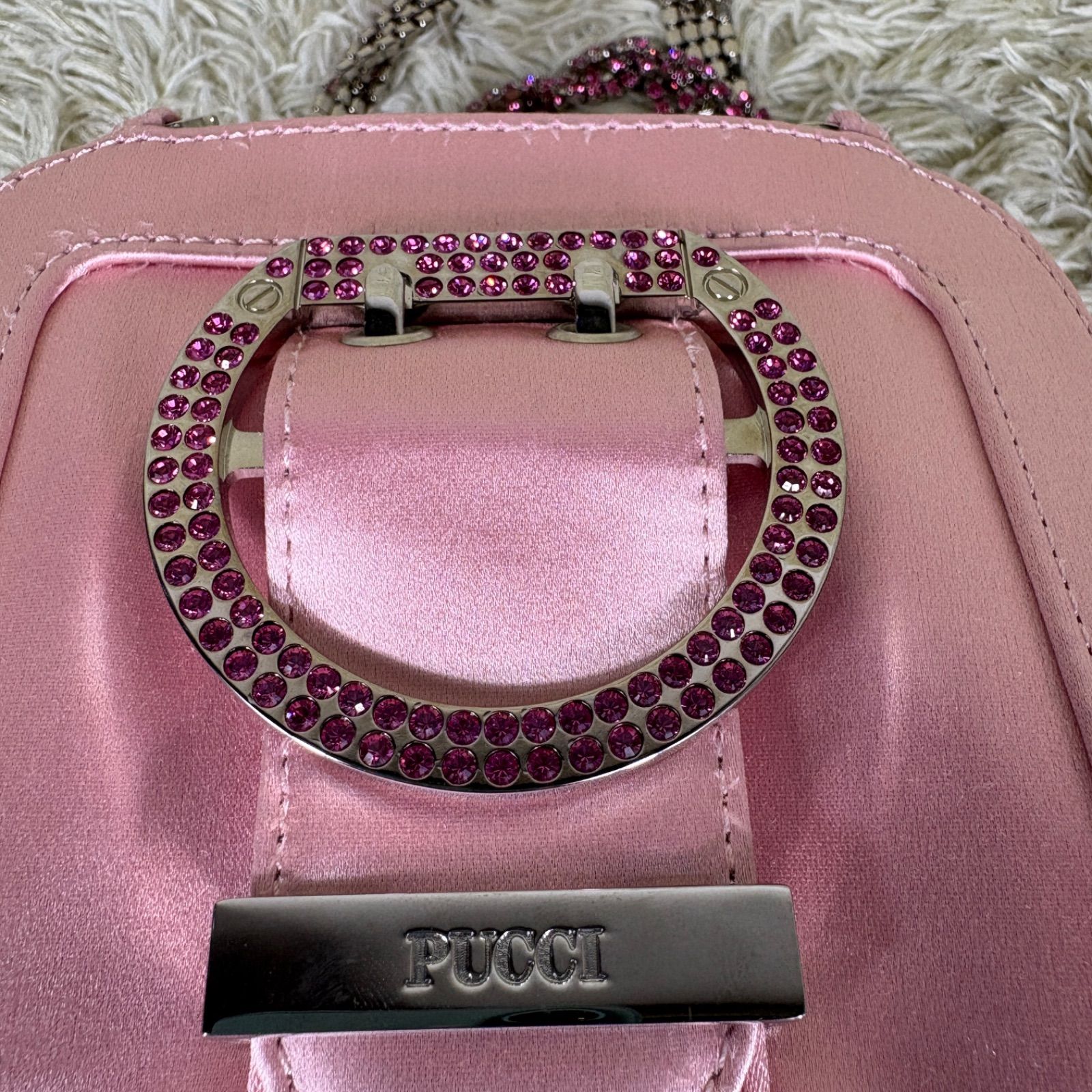 エミリオプッチ ハンドバッグ サテン ラインストーン チェーン