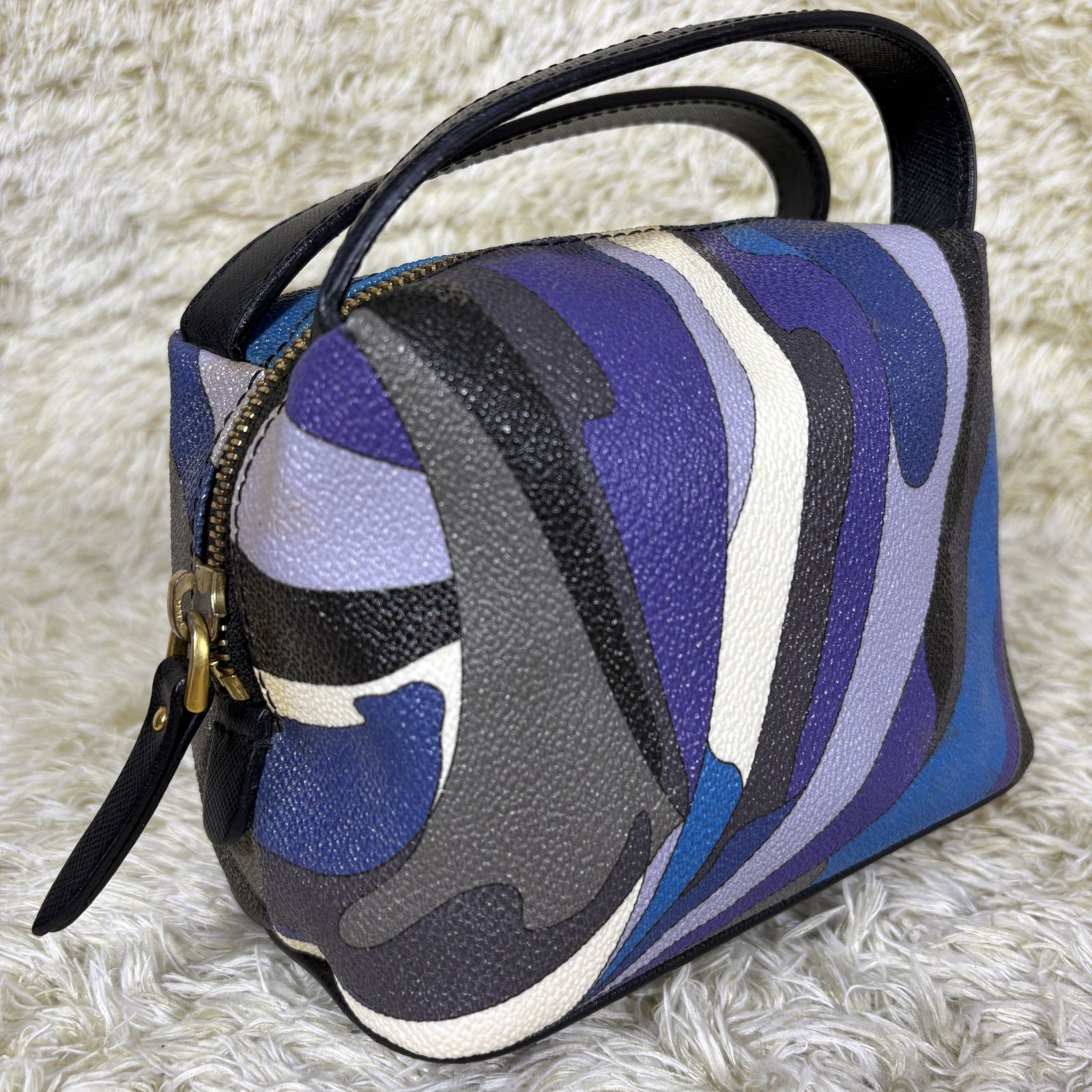 エミリオプッチ アクセサリーポーチ ミニバッグ PVC レザー ブルー