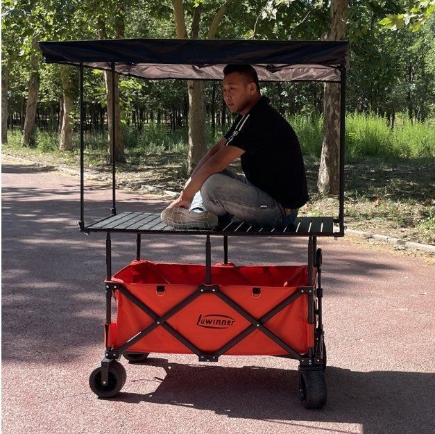 折り畳みと昇降可キャンピングカー大きなテーブル屋台車小屋日よけと雨を避ける食堂車