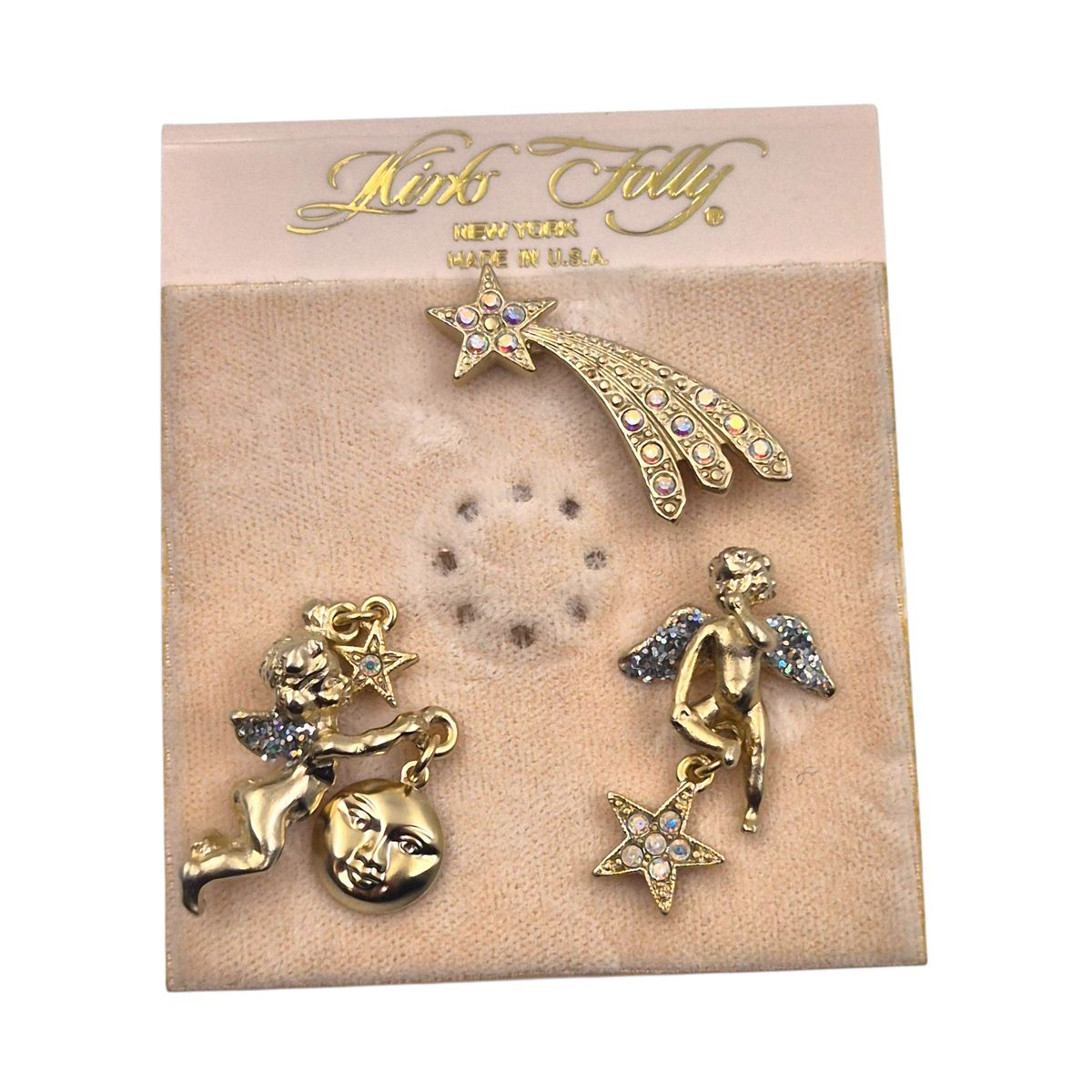 90 s アメリカ カークスポール ブローチ セット 妖精 月-星