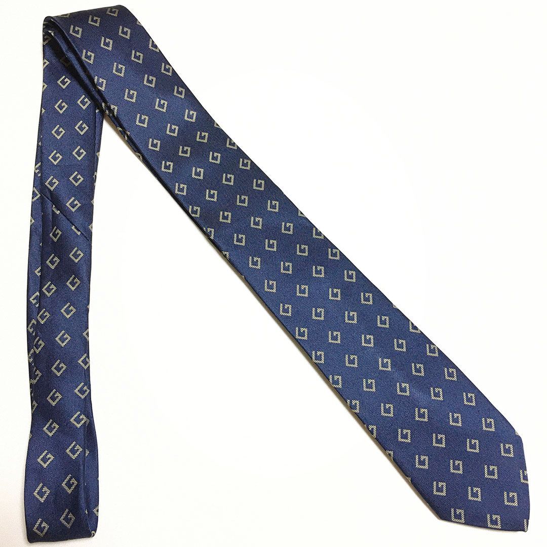 未使用級 グッチ GUCCI ネクタイ シルク100% ネイビー Gロゴ 2511-224