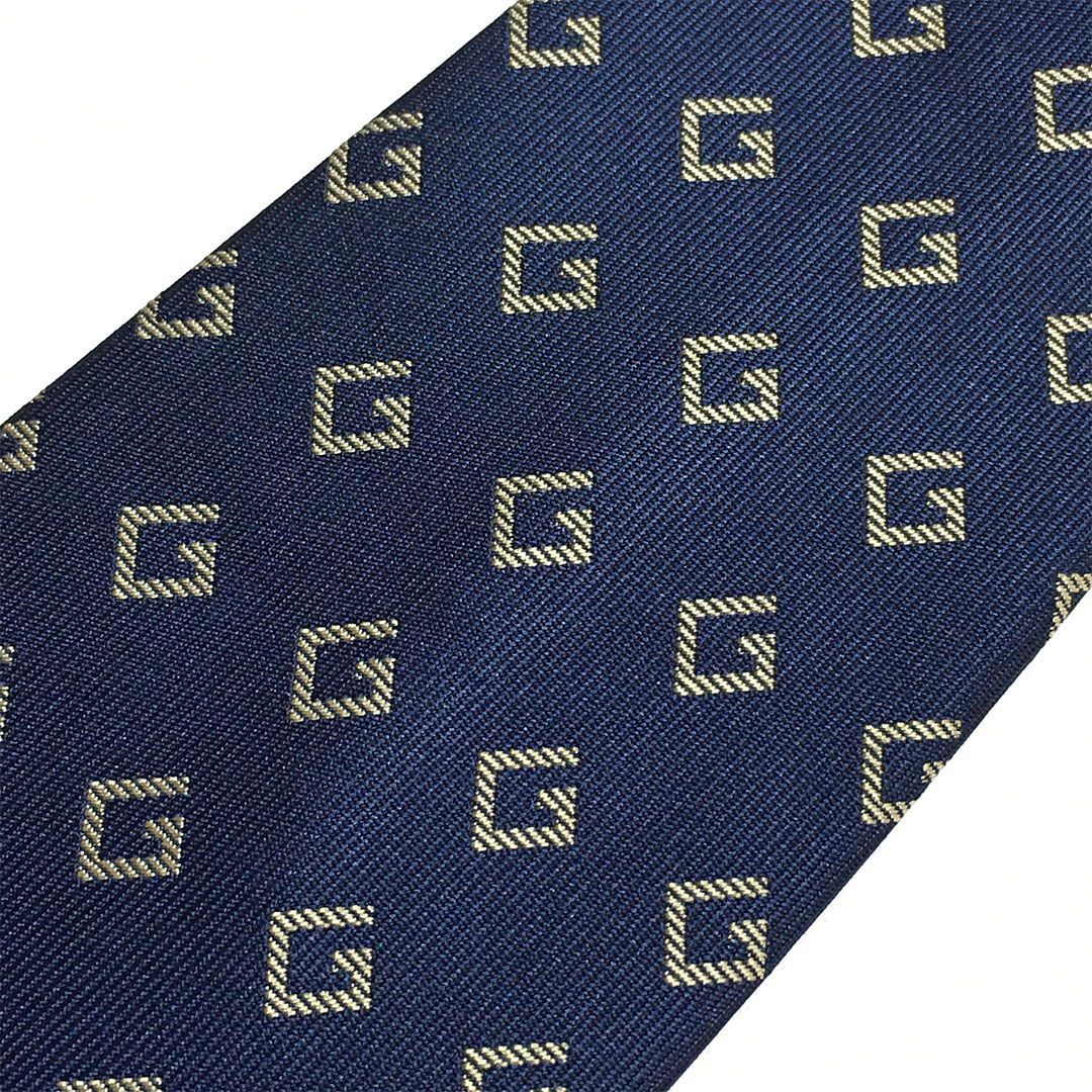未使用級 グッチ GUCCI ネクタイ シルク100% ネイビー Gロゴ 2511-224