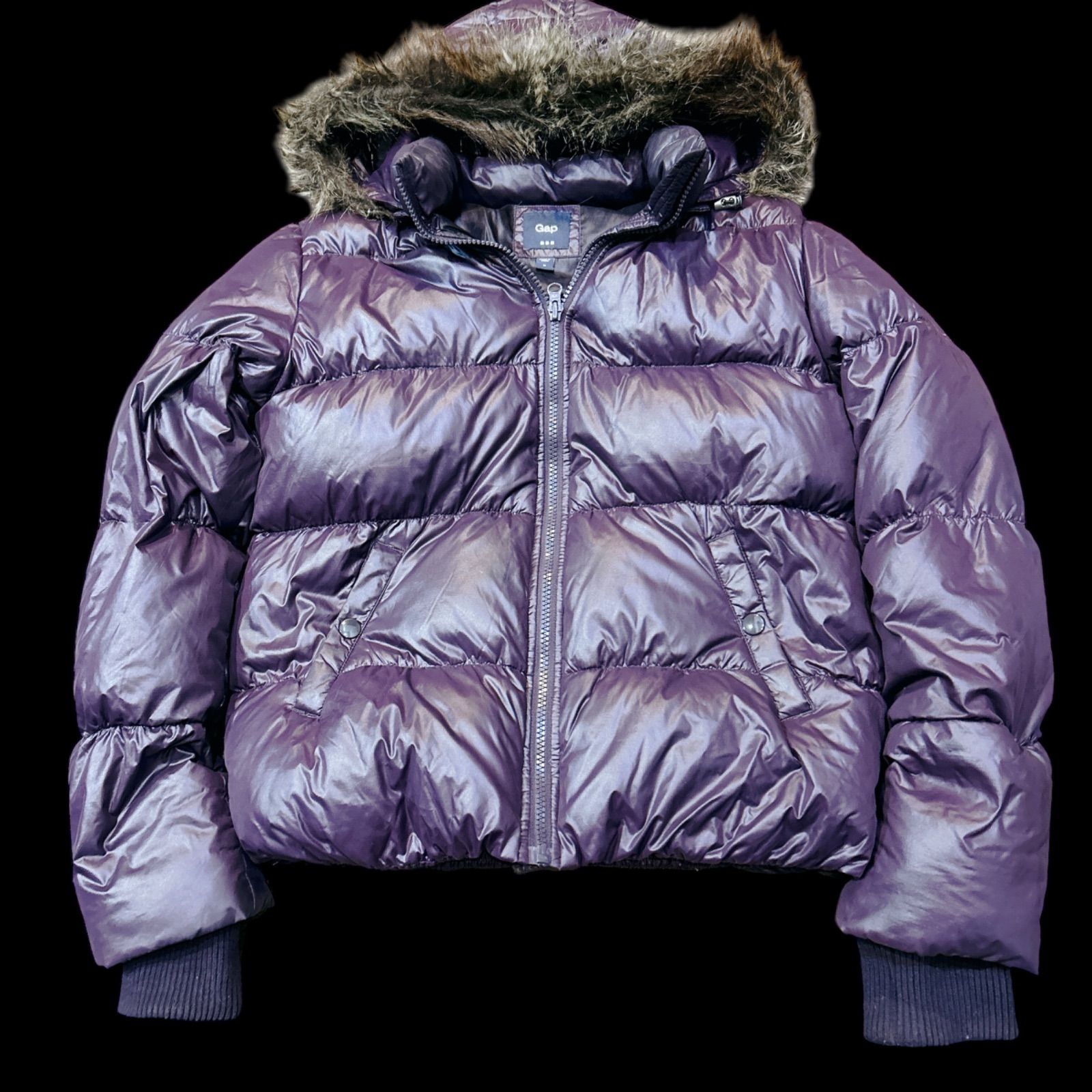 y2k 00s archive old GAP ダウン ジャケット パープル フェイクファー
