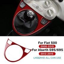 全国無料，本物保証 赤 フィアット 500 Abarth 595 695 左右ハンドル対応 AT MT車用リアルソフトカーボン ギアシフトトリム 内装品 その他