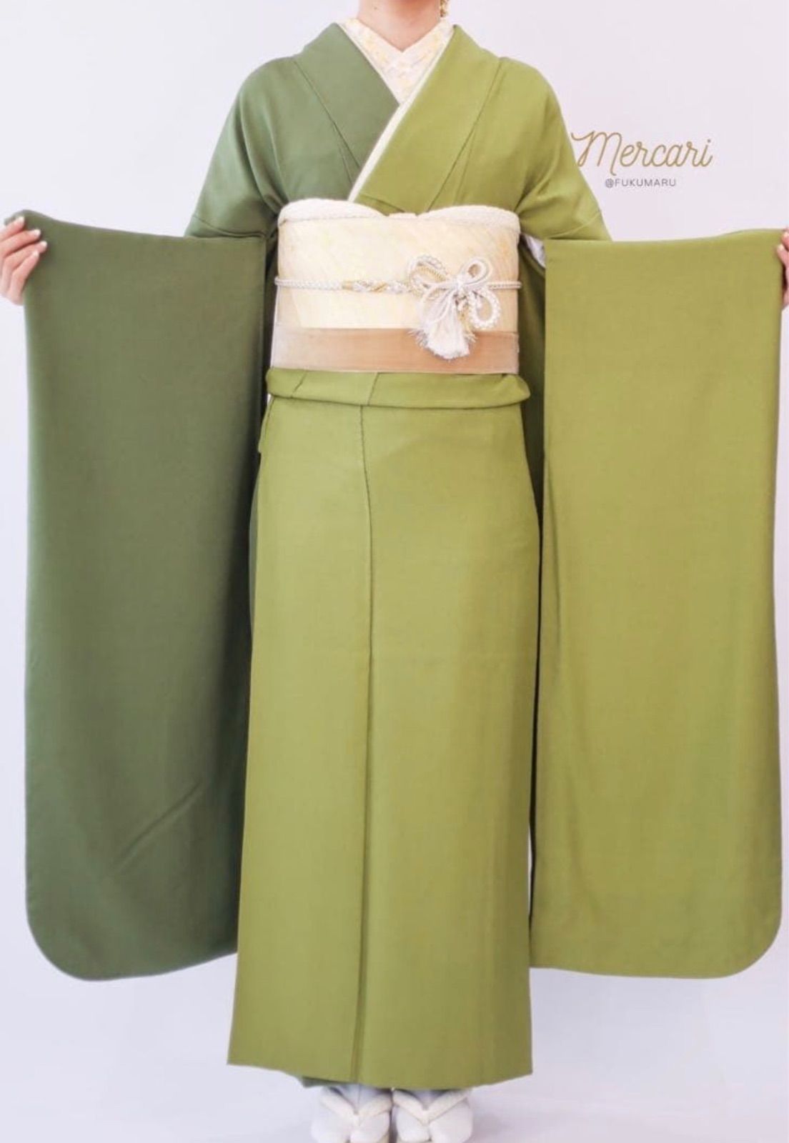 Green ツートン　振袖　成人式 ウグイス色の上品な振袖-H-709｜振袖ギャラリー｜浜松市で成人式の振袖