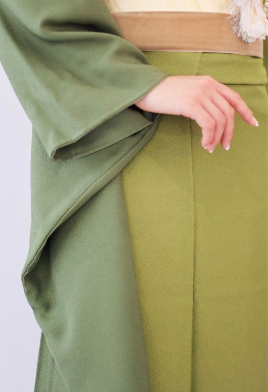 Green ツートン　振袖　成人式 ウグイス色の上品な振袖-H-709｜振袖ギャラリー｜浜松市で成人式の振袖