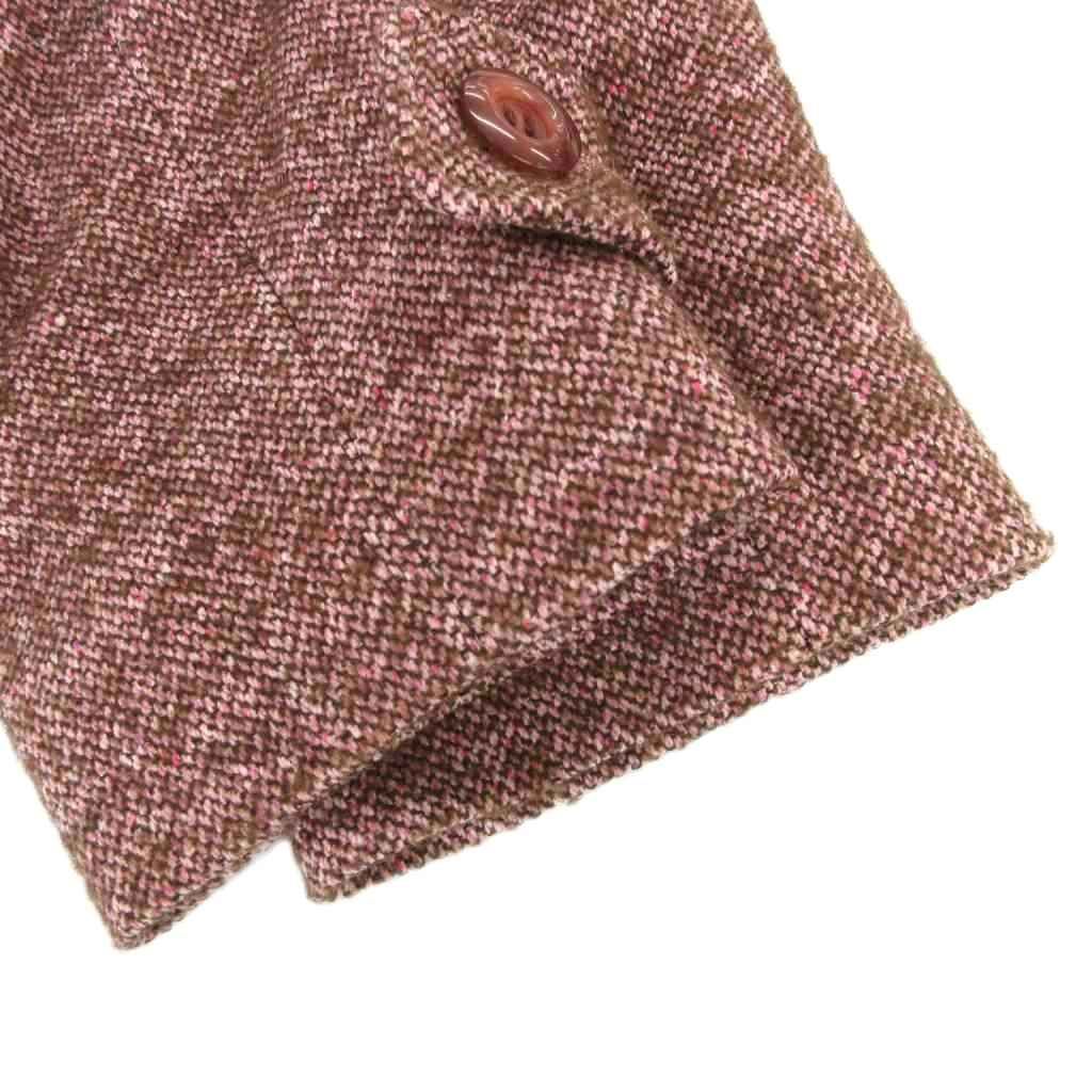 レリアン Leilian コート シルク混 ミドル ハーフ丈 9 ピンク ツイード