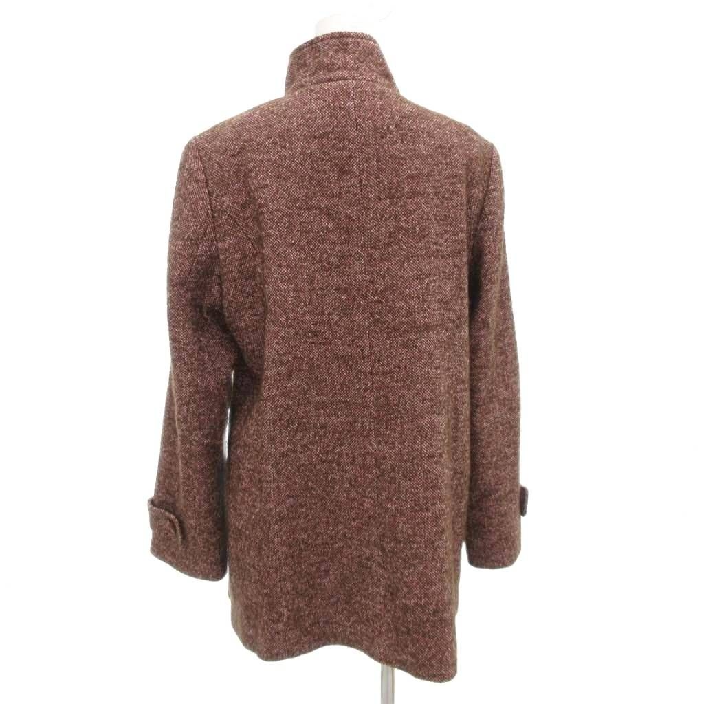 レリアン Leilian コート シルク混 ミドル ハーフ丈 9 ピンク ツイード