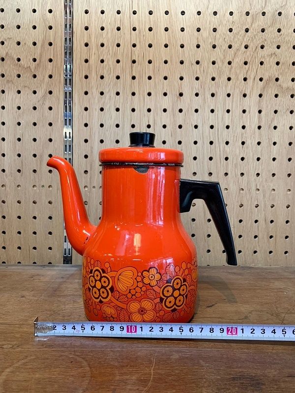 レア・美品 アラビア FINEL エナメルポット、レッド ARABIA／FINEL アラビア フィネル Primavera ビンテージ ケトル 1.5L