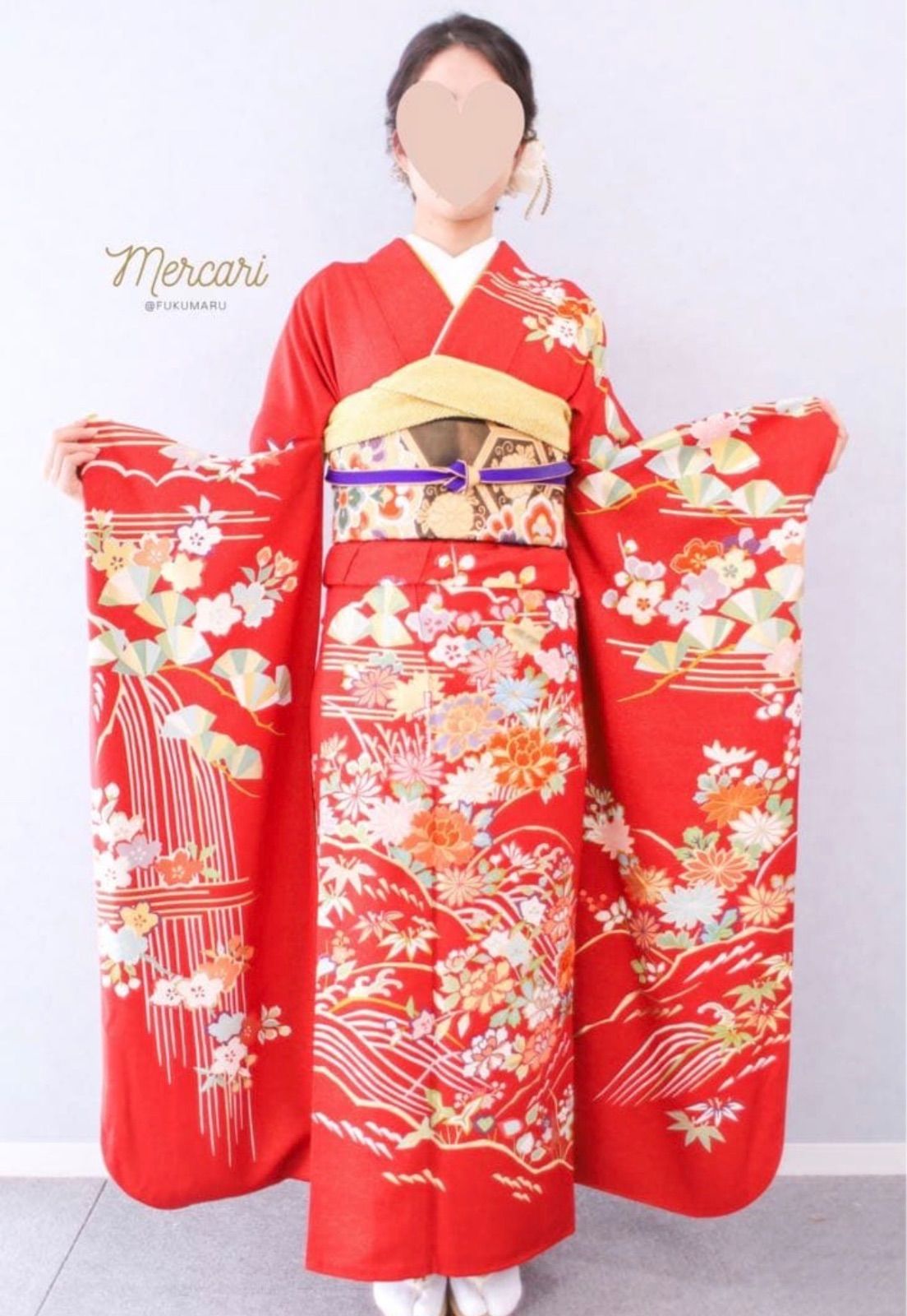 千總　振袖　赤　刺繍　成人式　フルセット　正絹 千總 振袖 赤 刺繍 成人式 フルセット 正絹 - メルカリ