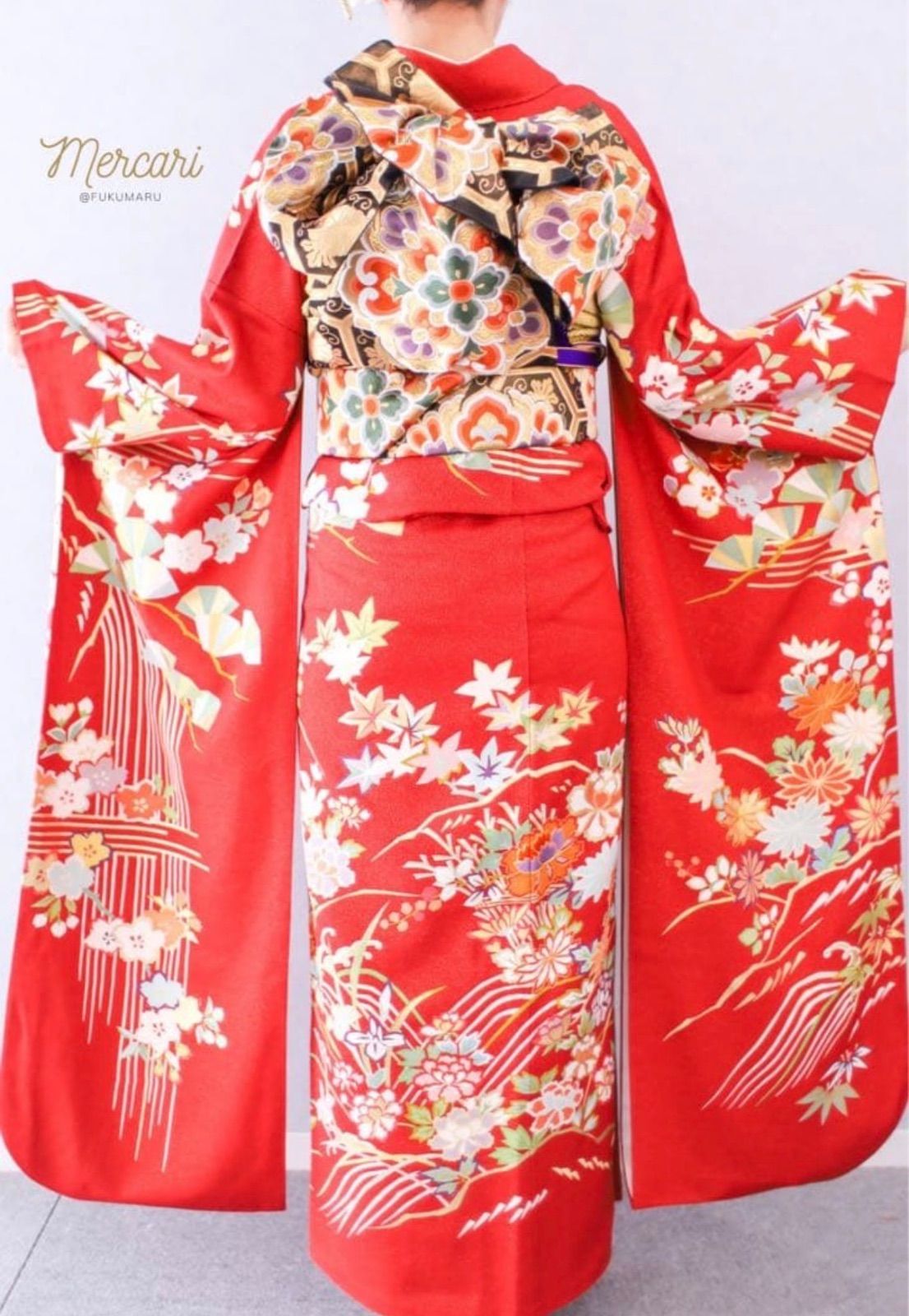 千總　振袖　赤　刺繍　成人式　フルセット　正絹 千總 振袖 赤 刺繍 成人式 フルセット 正絹 - メルカリ