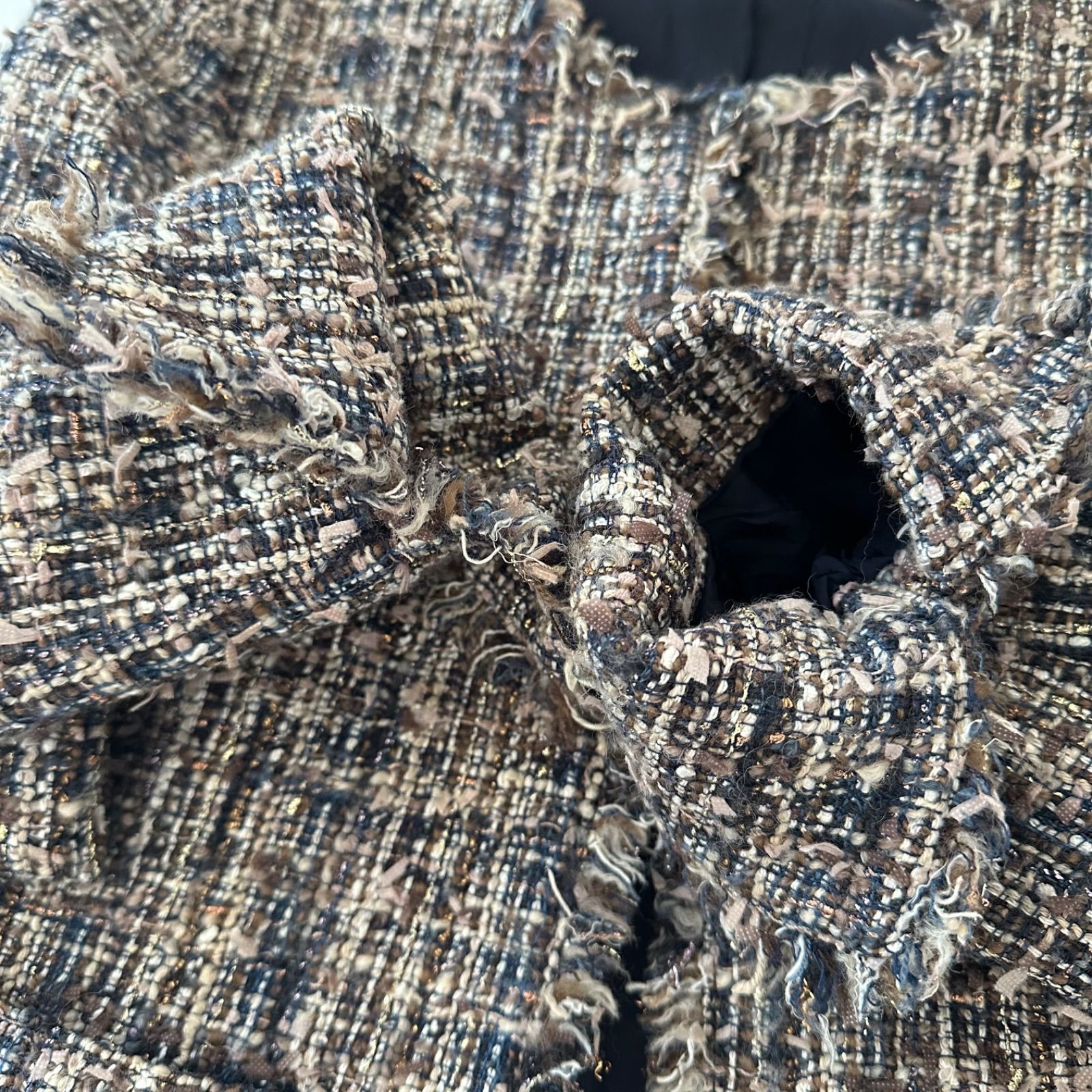 ANAYI アナイ ファンシーツイード ノーカラージャケット 38 日本製