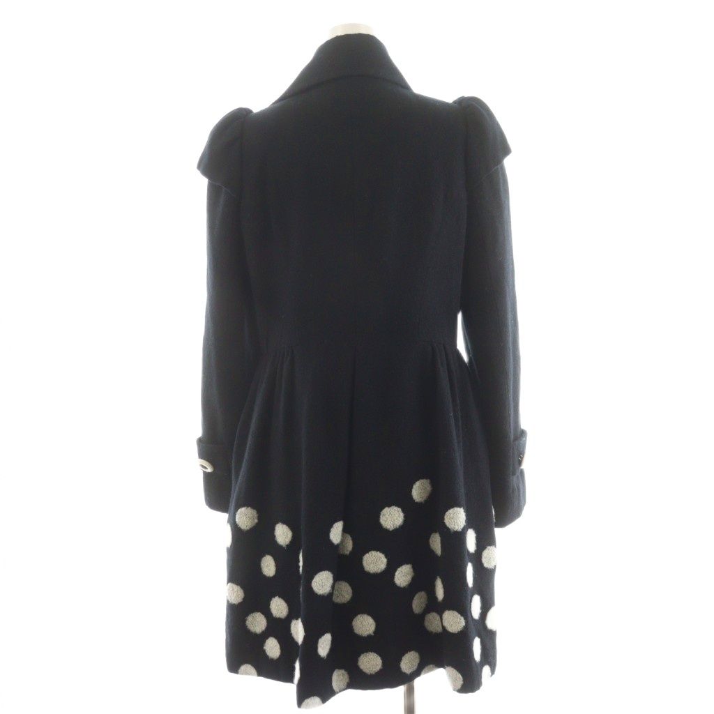 【美品✨】Lois CRAYON ロイスクレヨン ムートンコート ラビット黒 M ロイスクレヨン Lois CRAYON コート ロング丈 ドット柄 裏地総柄