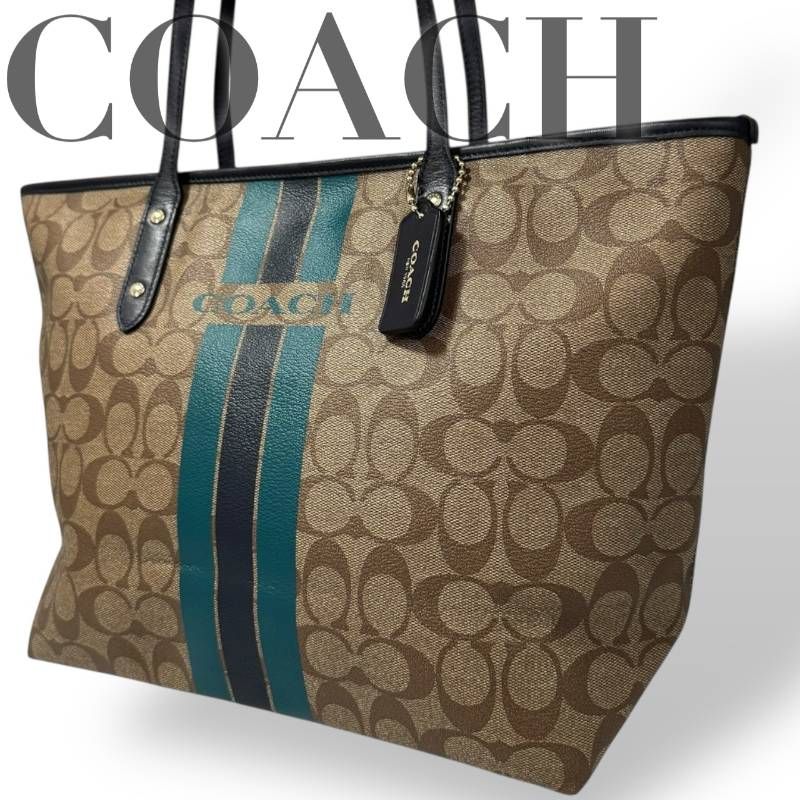 COACH コーチ☆トートバッグ シグネチャー PVC 肩掛け チャーム ロゴ